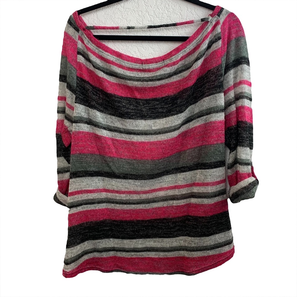 Olivia Sky Stripe Pink Black Gray Lightweight Swe… - image 2